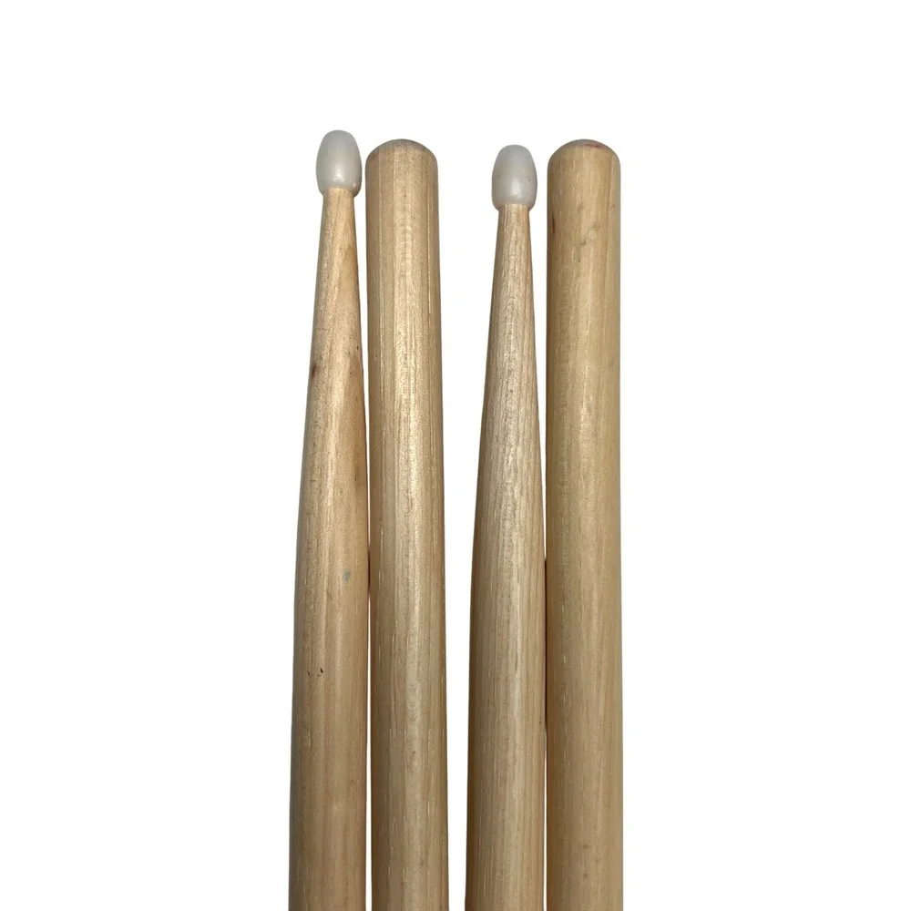 Wooden‎ Drum Sticks Nylon Tip Set of 4 Natural Wood Unbranded 16